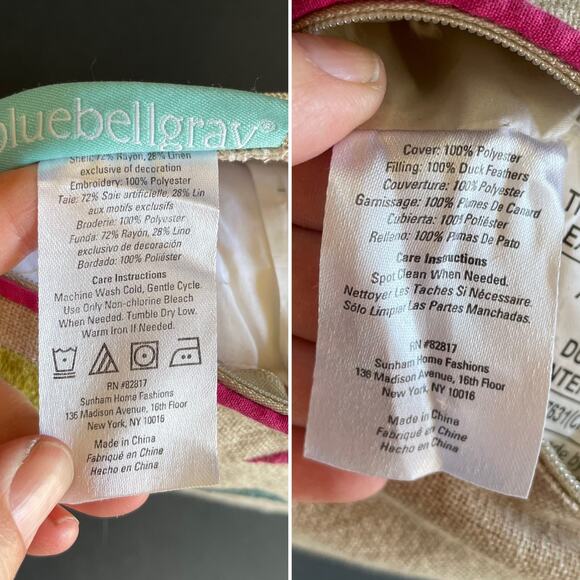 BlueBellGray Linen Blend Embroidered Accent Pillow Down Filled - Picture 7 of 8